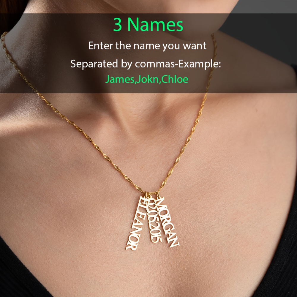 Personalized 18K Gold-Plated Multi-Name Necklace, Family Gift